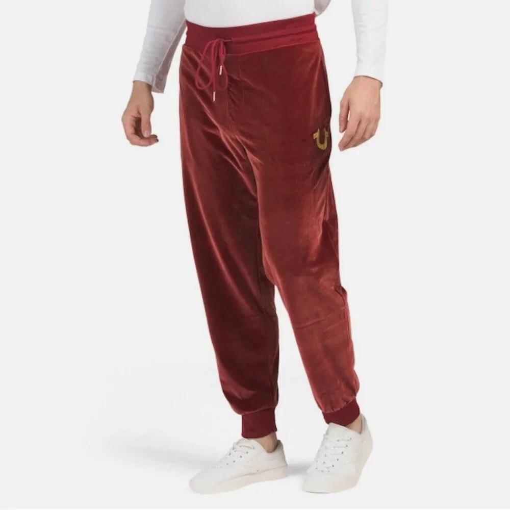 True Religion Velour Logo Branded Joggers